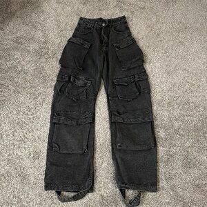 Black cargo denim pants